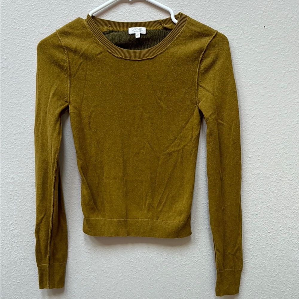 Rachel Roy Women’s Mustard and Olive Knit Top Sweater XS